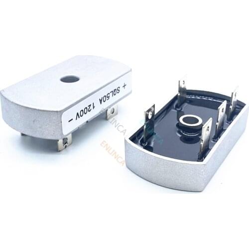 Free shipping 2pcs 50A 1200V Aluminum Metal Case 3 Phase Diode Bridge Rectifier 50Amp SQL50A Module