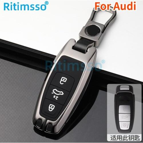 Zinc Alloy Car Key Cover Case for Audi A6 A7 A8 Q8 E-tron C8 D5 A8L A6L 2018 2019 2020 Cover Accessories Car Key Protection