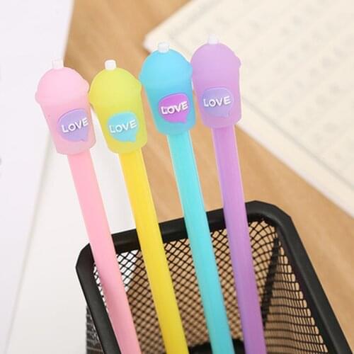 Baby Bottle Cute Pens 0.5mm Stationery Student Kawaii Pen Novelty Cartoon Gel Pens Black Writing Gel Pen Kawaii School Supplies