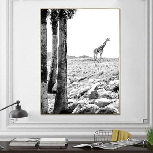 Home Decor Africa Giraffe and Tree Animal Wall Art Poster Landscape Prints Canvas Paintings for Living Room Decoration Unframed
