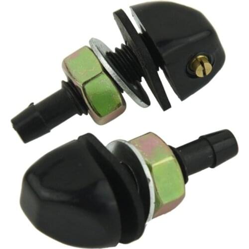 2 pcs Black Plastic Car Front Window Windshield Washer Spray Nozzle For BMW Pair