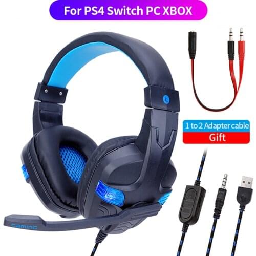 SY860MV For PS4 Gaming Headphone With Mic Bass Stereo LED Blue Light Over Ear Mens favorite gifts Casco de juego For XBOX PS4