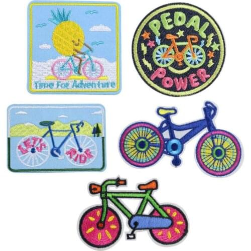 1PC Personality Sport Bicycle Biker Patches Embroidery Applique Cloth Stickers Badges Iron on Transfers for Clothing Accessories