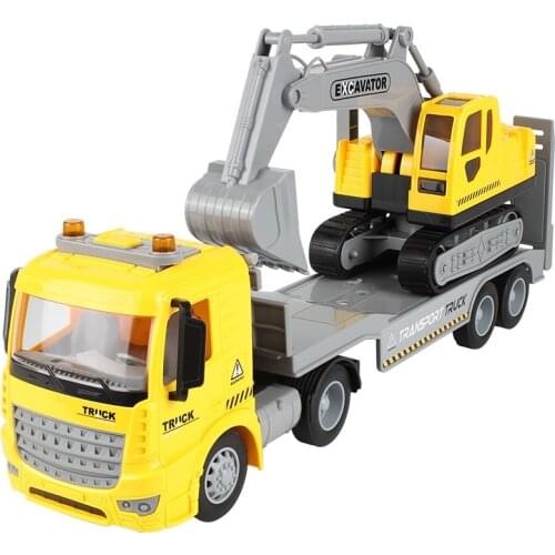 Inertia Excavator Truck Platform Trailer Model Toys Transport Vehicle Engineering Car Model Boys Chlidren Toys Kid Birthday Gift
