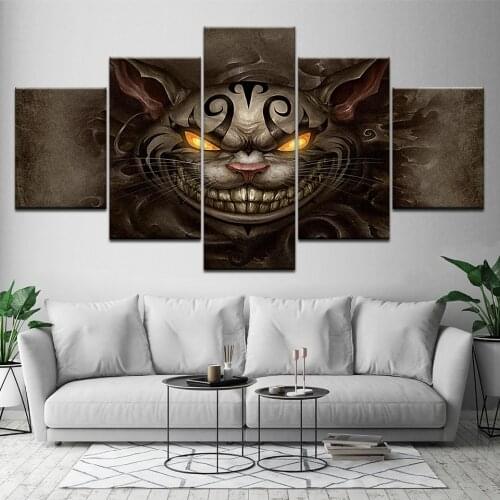 Canvas Painting Cheshire cat animal 5 Pieces Wall Art Painting Modular Wallpapers Poster Print for living room Home Decor
