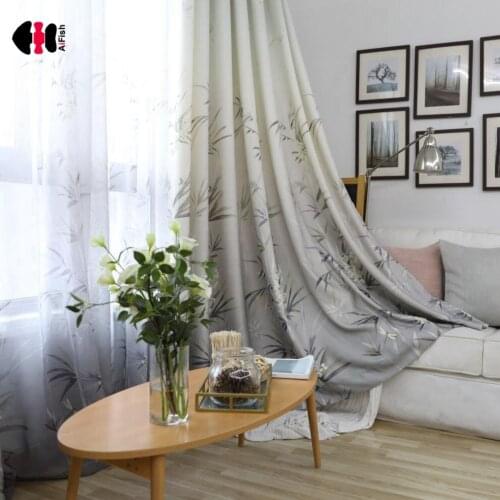 Classical Oriental Ancient Chinese Curtains for Living Room bamboo Printed Semi-shading Pastoral Simple Drapes wp191C