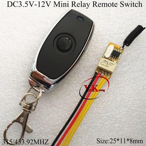 Push Button Remote Switch Mini Relay Wireless Control Switch Normally Open Closed Contact Remote Relay Switch 315 433 5v3.6v6v9v