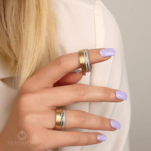 SILVERFONI 925 Sterling Real Silver Wedding Rings Set For Men And Women Luxury Jewelry Fashion Engagement Anniversary New Season