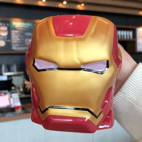 Iron Man Marvel Household Mug Creative with Cover Spoon Large Capacity 450ml Coffee Breakfast Ceramic Water Cup