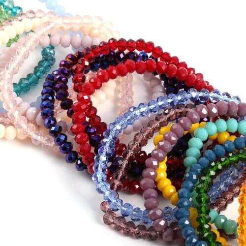 Hot Selling Fashion Colorful 4X6mm Glass Crystal Beaded Bracelets Femmel HandmadeDIY Bracelet for Women & Girls Gift Length 18cm