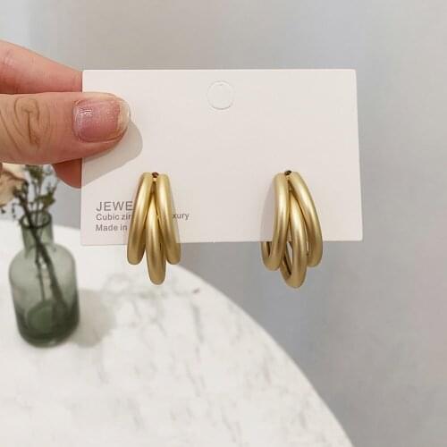 Minimalist Gold/Silver Color Round Earrings for Women Trendy Hanging Earrings Statement Earrings Fashion Hoop Earrings Jewelry
