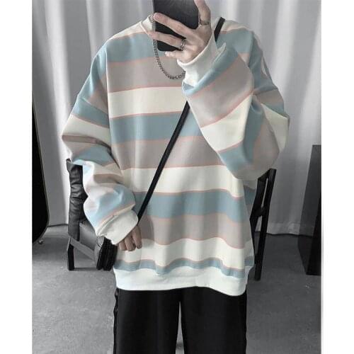 2020 Autumn Fashion Strip Mens Hoodies Korean Hip Hop Loose Casual Sweatshirts Women Oversized Hoodie Plus Size Clothes Males