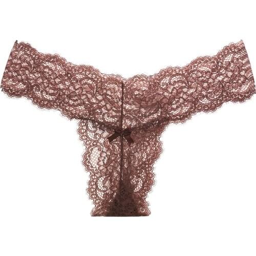 New Lace Women 's Panties plus Size Transparent Sexy Cotton Stall Thong T Pants