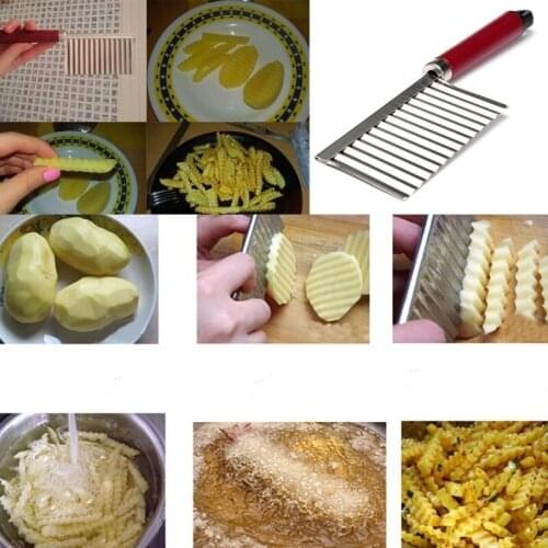 New Stainless Steel Potato Chip Dough Vegetable Crinkle Wavy Cutter Slicer Fruits Food Cutterly Tools D1