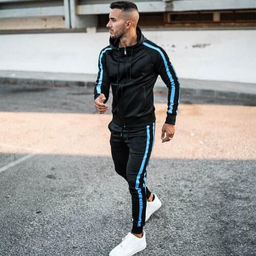 New Two-piece Zipper Sweatsuits Mens Sets Running Sport Running Suit Training Tracksuits Long Sleeve Hooded+ Trousers Sports