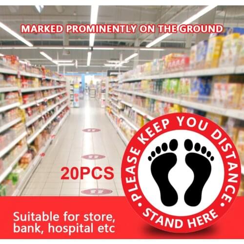 Social Ground Distancing Sign Isolated label Eye Catching Size 10.5x10.5inch Distance Marker Floor For Store Bank hospital 504#2