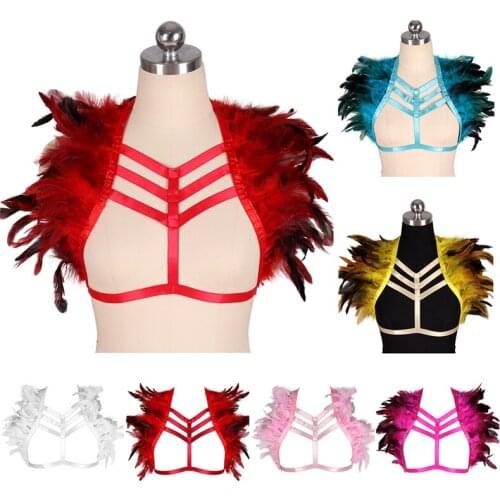 Feather Women Men Gothic Handmade Harness Belts Body Bondage Waist Straps Punk Rock Stylish Accessories Bdam Suspender