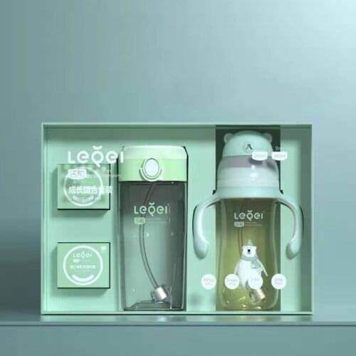 100/300ML New Born Babies Feedding Bottle 4Pcs/Set Drinking Bowl for Children Water Glass Bottle Straw Cup A110