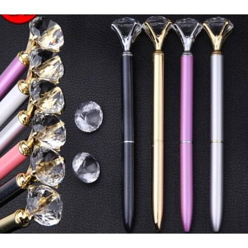 Back To School Students Gift Ballpoint Pen Creative Rhinestone Crystal Head Ball Pen kids Birthday Party Favors bag filler black