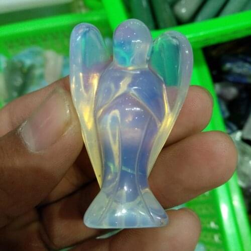 Opal Quartz Carved Angel 2" Natural Crystal Healing Chakra Balance Meditation 1PCS
