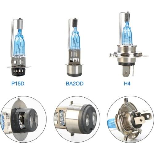 Super Bright Xenon Classic H4 BA20D P15D Motorcycle Headlight Bulbs Halogen Scoote Car Auto Lamp for Cafe Racer Ktm Exc 5000K