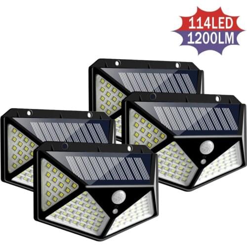 110/114 LED Solar Lamp PIR Motion Sensor 3 Modes Solar Light Waterproof Energy Saving Wall Yard Lamps For Garden Decoration