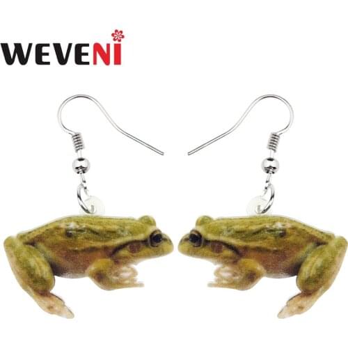 WEVENI Acrylic Fashion Green Frog Earrings Drop Dangle New Long Fashion Animal Jewelry For Women Girls Female Charms Wholesale