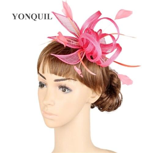 Ladies Sinamay Cocktail Hat Wedding Fascinator Hats Headwear For Women Formal Headdress Race Tea Party Flower Chapeau MYQ005