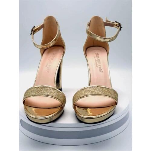 Womens Gold Dore Color Evening Dresses Single Band High-Heeled Shoe 2021 New Fashion Stylish You very suits Female sandals