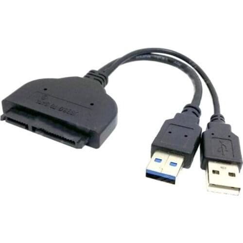 1PCS USB2.0 or USB 3.0 to SATA 7+15 22Pin Y Splitter Adapter Cable for 2.5 Inch HDD SSD External Power Hard Disk Drive Converter