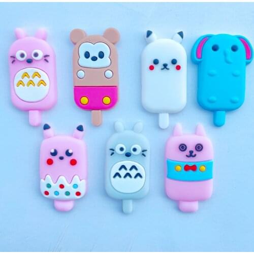 10 Cute Cartoon Soft Glue Animal Popsicle Series Flat Bottom Scrapbook DIY Handicraft Telephone Book Decoration Accessories 087