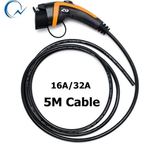 16A 32A SAE J1772 Electrical Plug with 5M UL/TUV Cable single phase EV Connector 85-220V Standard Grounding AC Plug