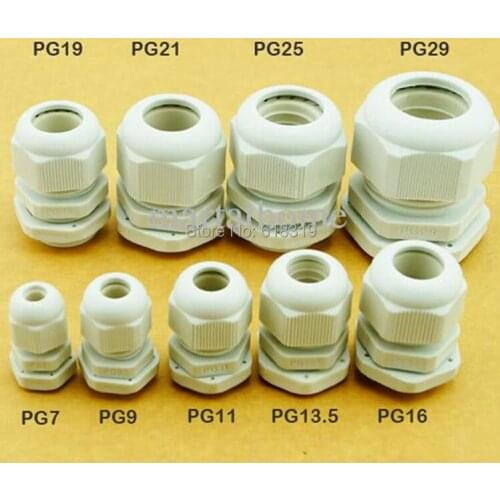 200pcs/lot PG7 Cable Gland IP68 Waterproof Connector Diameter 3-6.5mm Nylon Plastic Wire Glands