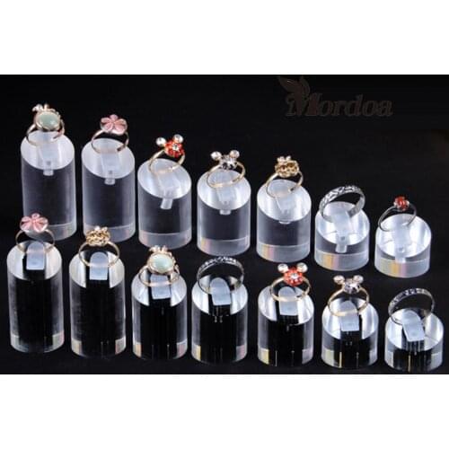 2016 Free Shipping 1 set Clear Acrylic Finger Ring Display Stand Holder Set (7pcs in one set)Jewelry Display Stand
