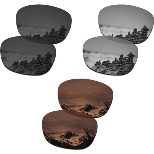 SmartVLT 3 Pairs Polarized Sunglasses Replacement Lenses for Oakley Drop In Stealth Black & Silver Titanium & Amber Brown