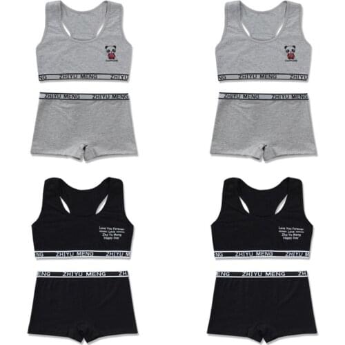 4 Sets/lot Girls Puberty Bra Set Childrens Underwear Training Bras for Teenager Panites 8-14years