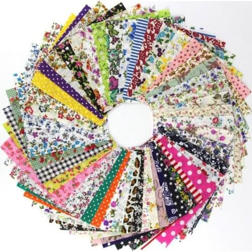 50Pcs/set 10x10cm Mixed Printed Cloth Fabric Handmade Cotton Dot Floral Fabric For Clothes Patchwork Diy Sewing Materials