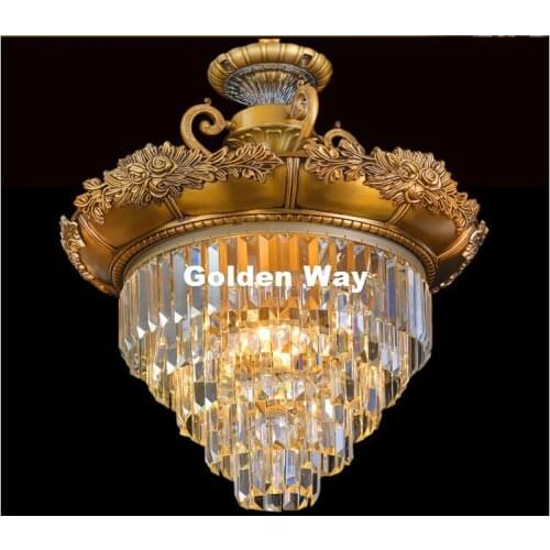 Free Shipping D470mm H630mm Brass Color Crystal Chandelier Lamp LED Crystal Lustre Bronze Light Fixture Villa Cristal Lighting