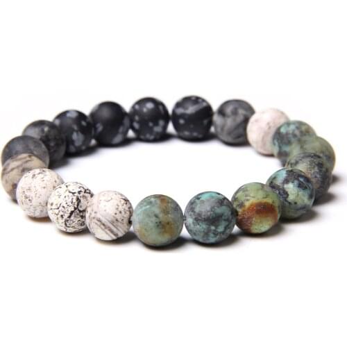 10mm Natural Stone Beads Energy Bracelet Men Handmade Round Turquoises Stone Beaded Charm Bracelet Jewelry for Women Men Gifts