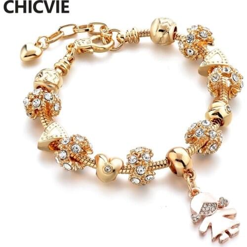 CHICVIE Trendy Gold Girls Shape Crystal Bracelets&Bangles For Women Jewelry Bracelet Charm Handmade Distance Bracelet SBR190151