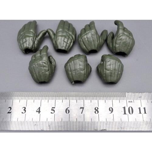 For Sale 1/6th Jungle Green Color Hand Types 7PCS/SET For Mostly 12 inch Doll Soldier Collection