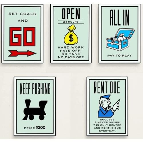 Home Decoration Wall Art Cartoon Graffiti Canvas Painting HD Printing Monopoly Time Is Money Modular Poster Picture Office Study