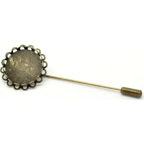 DoreenBeads Retail Antique Bronze Cameo Frame Setting Brooch Back Pins Findings 8x2.5cm(Fit 20mm),sold per pack of 20