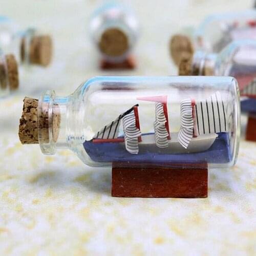 Figurines Miniatures Mediterranean Style Mini Sailing Boat Drift Bottle Charm Small Cork Glass Home Decor High Quality