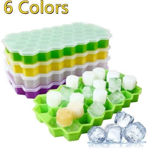 37 Cavity Ice Cube Tray Honeycomb Ice Cube Making Mold With Lids Silicone Ice Cube Molds For Whiskey Cocktail Kitchen Accessorie
