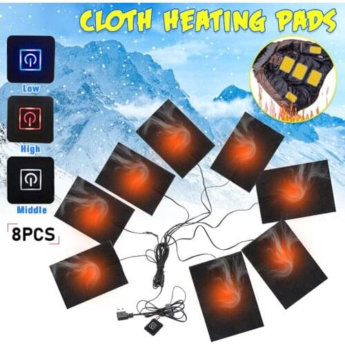 8 in 1 Electric USB Jackets Clothes Heating Pad Carbon Fiber Electric Heating Sheet Winter Vest Heated Warmer Pads With switch