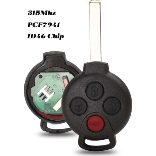 Jingyuqin 3+1 4 Buttons 315MHz ID46 Car Smart Remote Key Fob Case Cover Shell For Mercedes/Benz Smart Fortwo 2005-2015
