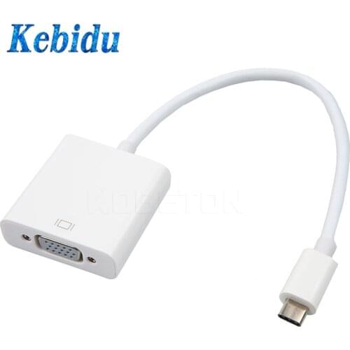 Kebidu Type C To VGA Cable USB 3.1 Male To VGA Female Converter Adapter for Macbook Chromebook Pixel Laptop Wholesale