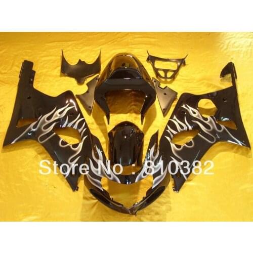 Motorcycle Fairing kit for GSXR1000 00 01 02 GSXR 1000 GSX-R1000 K2 2000 2001 2002 white flames black Fairings set YM19
