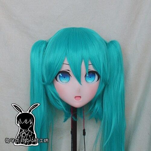 Rabbit 12) Handmade Female Resin Crossdress Pretty Girl Head Lolita Doll Mask Japanese Anime Cosplay Kigurumi Mask Crossdresser